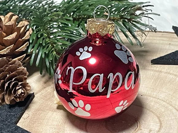Weihnachtskugeln mit Name | Christbaumkugeln Glas Rot personalisierte Christbaumkugel