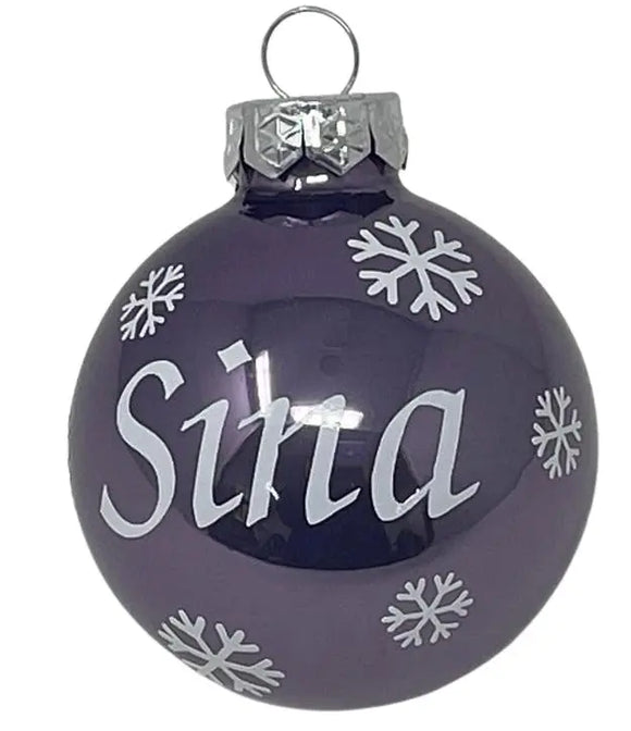 Weihnachtskugel mit Name | Christbaumkugeln Glas Flieder personalisierte Christbaumkugel | Weihnachtskugeln personalisiert | Geschenkide Fadensalat-shop