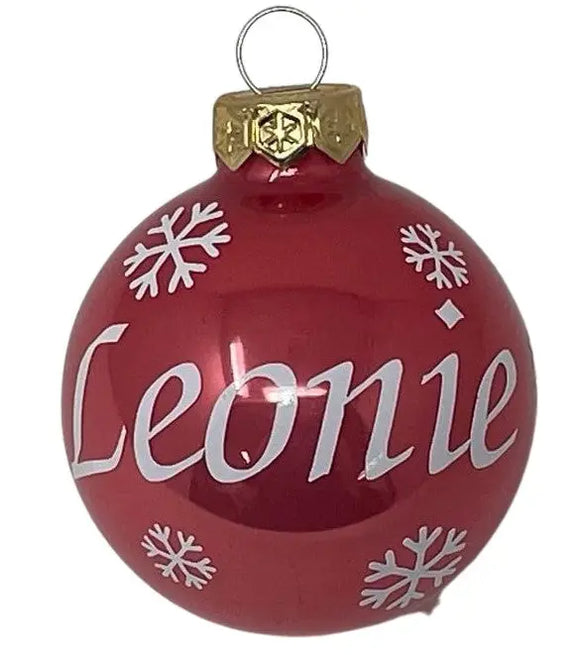 Set aus hummerfarbenen Weihnachtskugeln mit Namensaufdruck für Familie oder Freunde