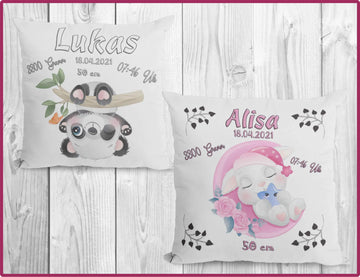  personalisiertes Babykissen mit Wunschdaten