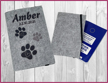 heimtierausweis  hülle aus filz personalisie