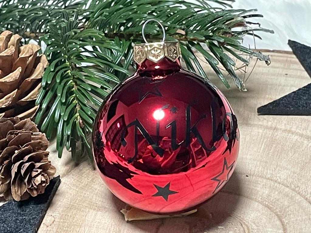 Weihnachtskugeln mit Name | Christbaumkugeln Glas Rot personalisierte Christbaumkugel | Weihnachtskugel personalisiert | Geschenkidee