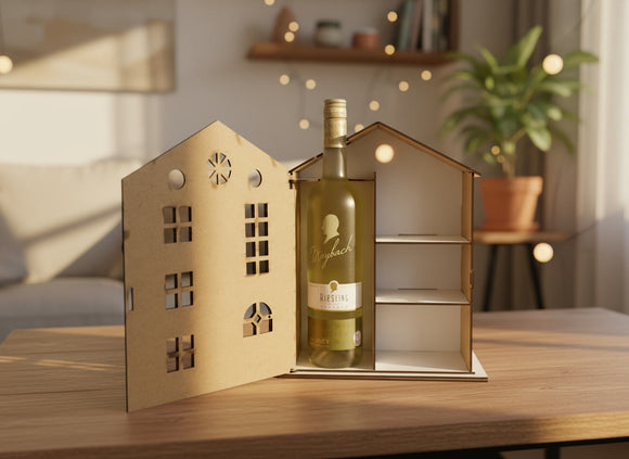 Geschenkidee für Weinfreunde – stilvolles Holzhaus als besondere Verpackung