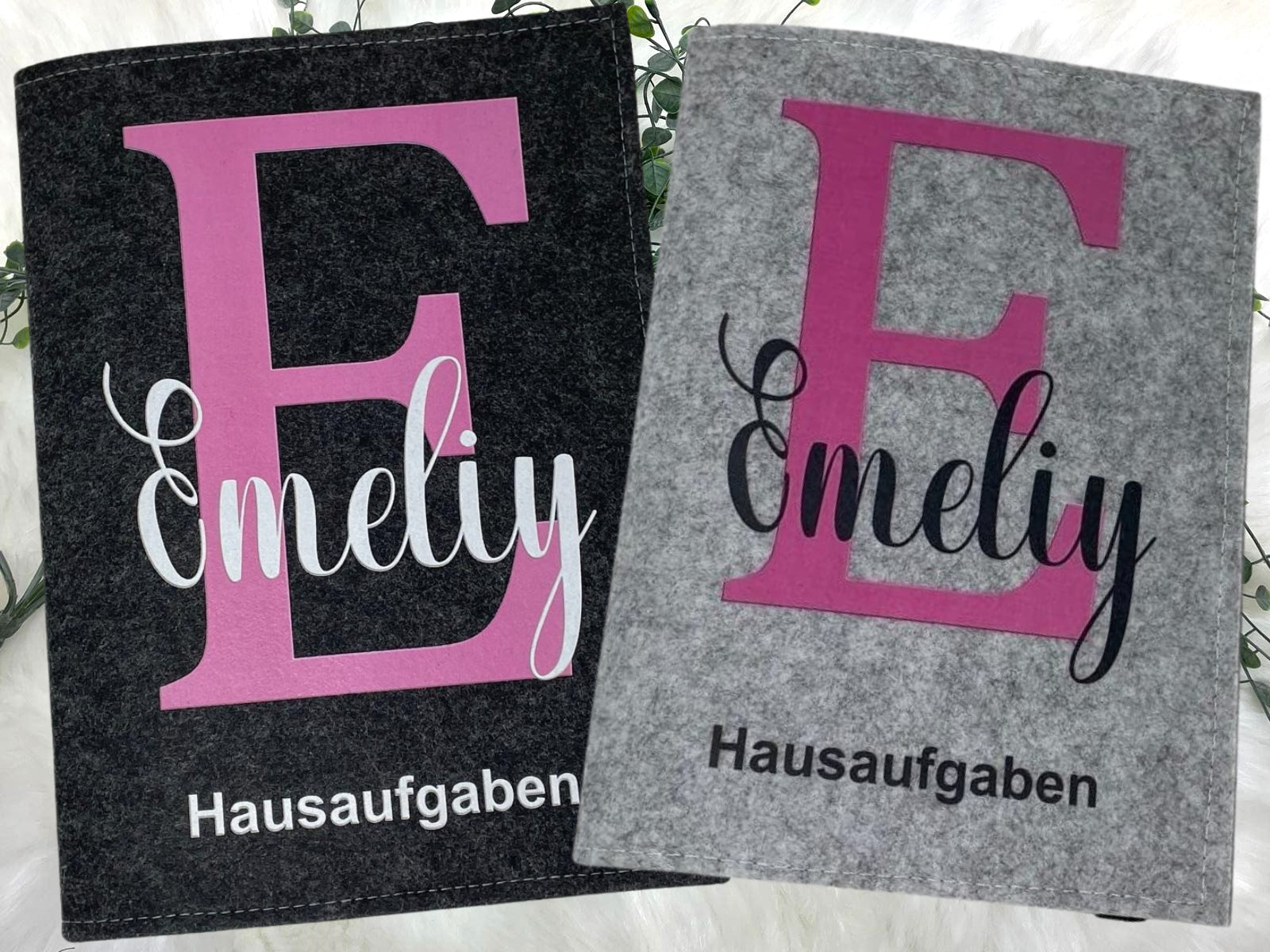 Hausaufgabenheft Hülle Filz Buchstabe Pink hell inkl Heft Schulheft Schutzhülle Umschlag Geschenkidee Einschulung personalisierbar mit Namen