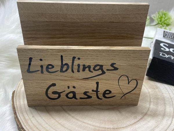 Serviettenhalter mit spruch Holz |Servietten ständer aufbewahrung servietten | Mitbringsel zur Einladung | Geschenkidee gartenparty essen geschenk |Einladung essen Geschenke