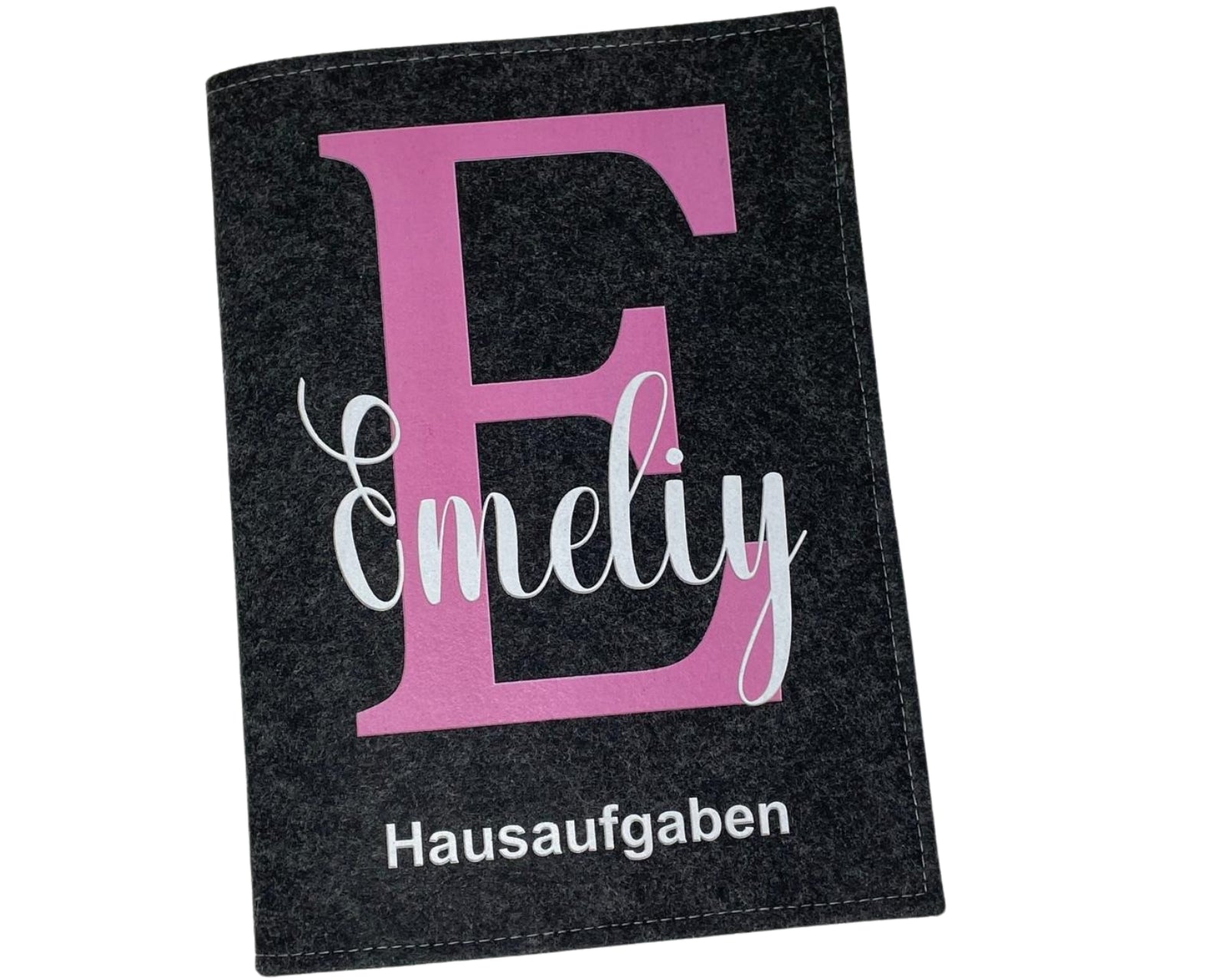 Hausaufgabenheft Hülle Filz Buchstabe Pink hell inkl Heft Schulheft Schutzhülle Umschlag Geschenkidee Einschulung personalisierbar mit Namen