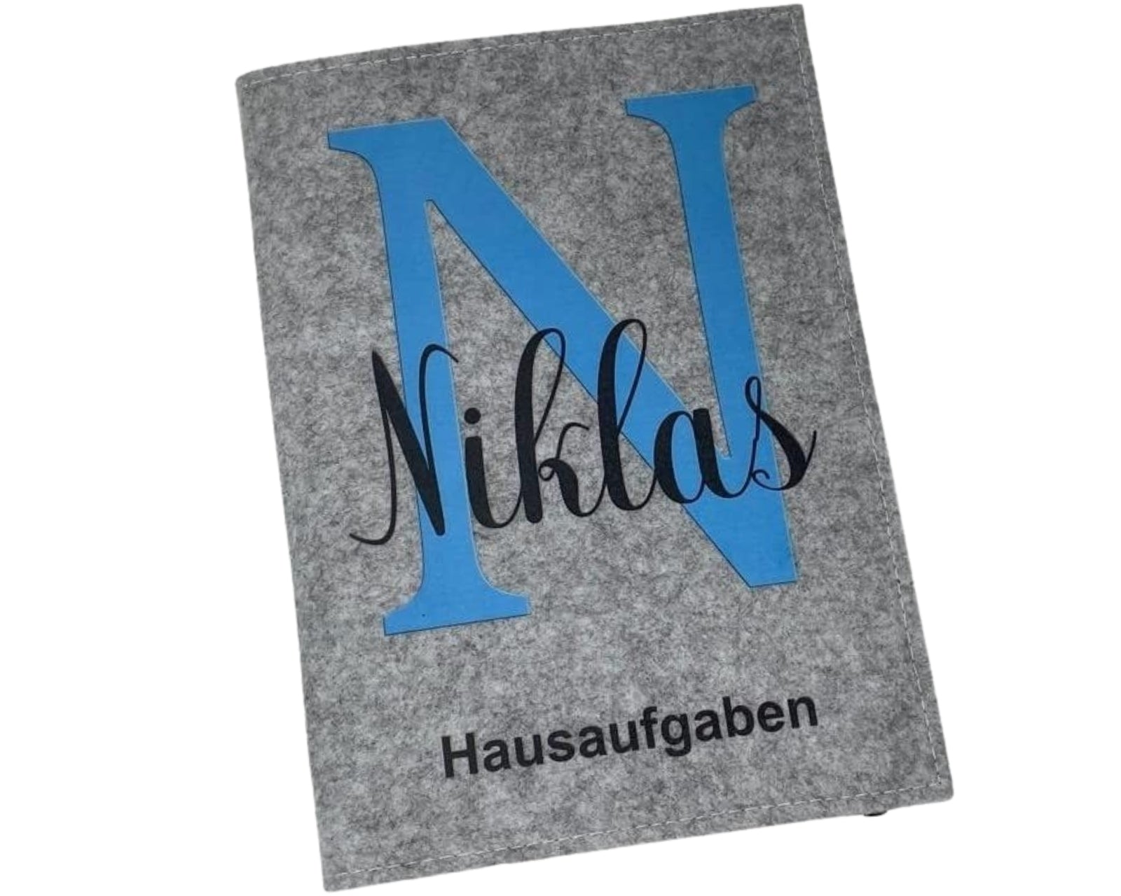 Hausaufgabenheft Hülle Filz Buchstabe blau inkl. Heft Schulheft Schutzhülle Umschlag Geschenkidee Einschulung personalisierbar mit Namen