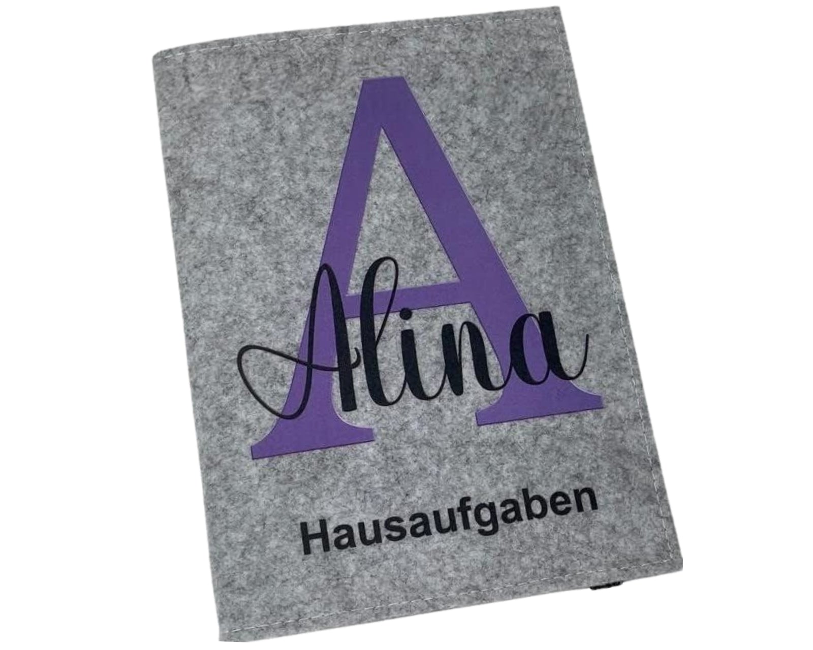 Hausaufgabenheft Hülle Filz Buchstabe lila hell inkl Heft Schulheft Schutzhülle Umschlag Geschenkidee Einschulung personalisierbar mit Namen