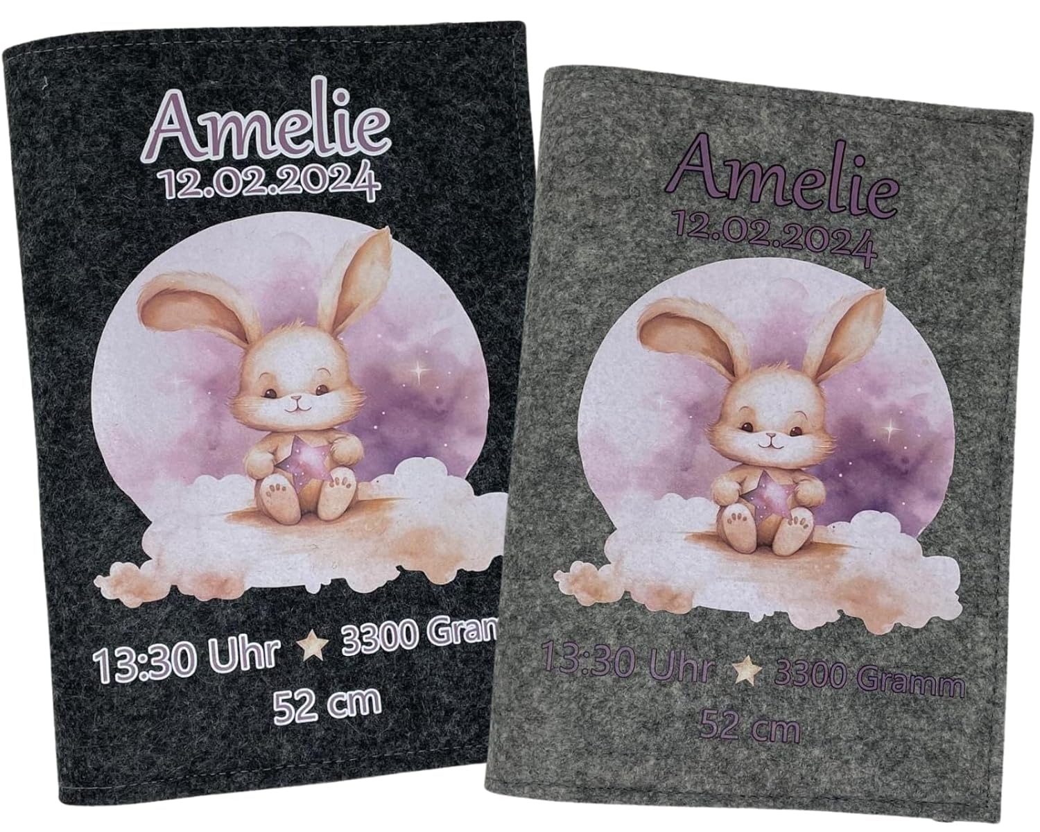 U Heft Hülle Filz personalisiert | Impfpass Hase Rosa | Untersuchungsheft Hülle filz Geschenk Geburt | Junge Mädchen taufe (Kopie)