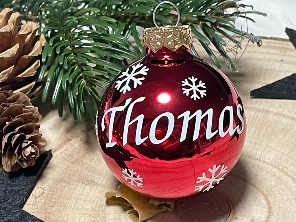 Weihnachtskugeln mit Name | Christbaumkugeln Glas Rot personalisierte Christbaumkugel | Weihnachtskugel personalisiert | Geschenkidee