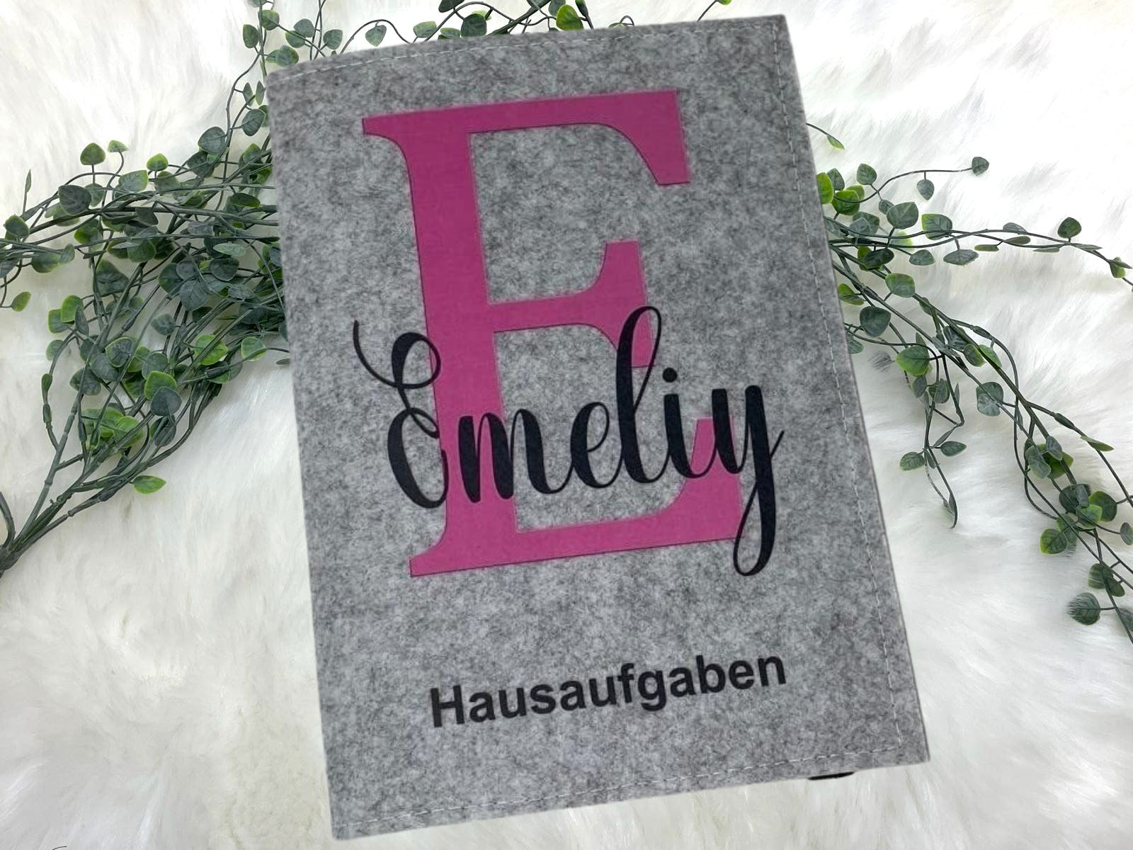 Hausaufgabenheft Hülle Filz Buchstabe Pink hell inkl Heft Schulheft Schutzhülle Umschlag Geschenkidee Einschulung personalisierbar mit Namen