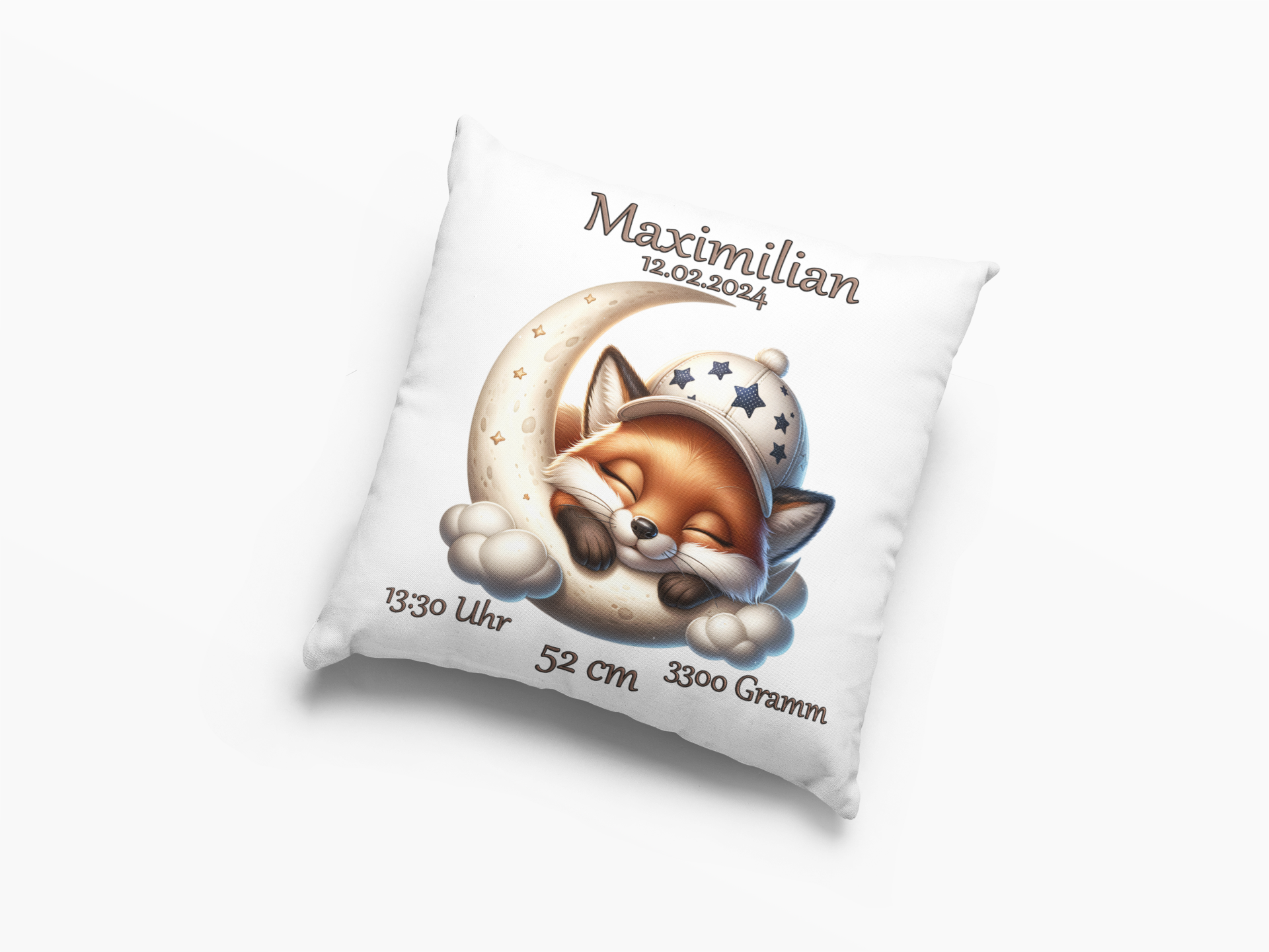 Babygeschenk Personalisiert Kissen mit Namen Fuchs Taufgeschenk Geburt Baby Kind