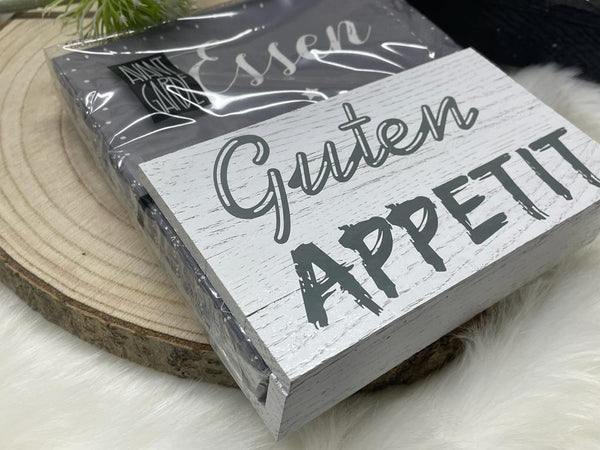 Serviettenhalter mit spruch Holz |Servietten ständer aufbewahrung servietten | Mitbringsel zur Einladung | Geschenkidee gartenparty essen geschenk |Einladung essen Geschenke