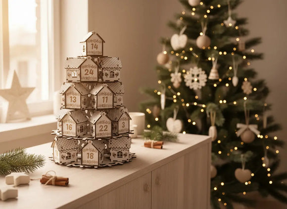 Adventskalender Holz Turm – festliche Deko für Weihnachten