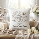 Kissen zum 2. Hochzeitstag personalisiert mit Baumwollblüten und Namen als Erinnerung an die Baumwollhochzeit