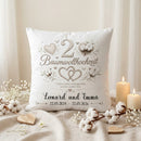Hochwertiges Satin-Kissen zur Baumwollhochzeit mit individuellem Druck für zwei Jahre Ehe
