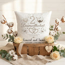 Personalisiertes Hochzeitstag Kissen zur Baumwollhochzeit als besonderes Ehejubiläum Geschenk