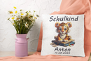 Einschulung Geschenk Kissen mit Tiger-Motiv und Name personalisiert