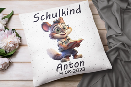 Einschulung Geschenk Kissen mit Fuchs personalisiert
