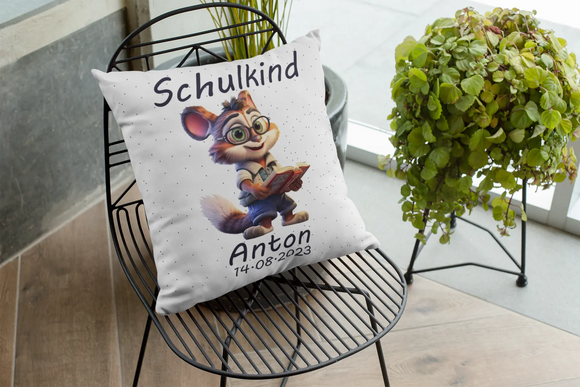 Personalisiertes Kissen zur Einschulung mit Name und Datum