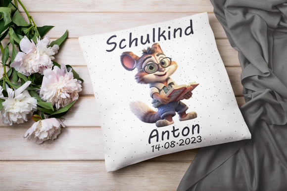 Schultüte Geschenk: Fuchs-Kissen mit Namen Anton