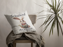 Geschenk zur Einschulung – Kissen mit Hase und Datum