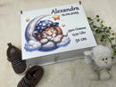 personalisierte Erinnerungsbox mit Löwe auf Mond – Babygeschenk