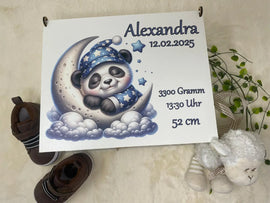 personalisierte Erinnerungsbox mit Panda auf Mond als Geschenk