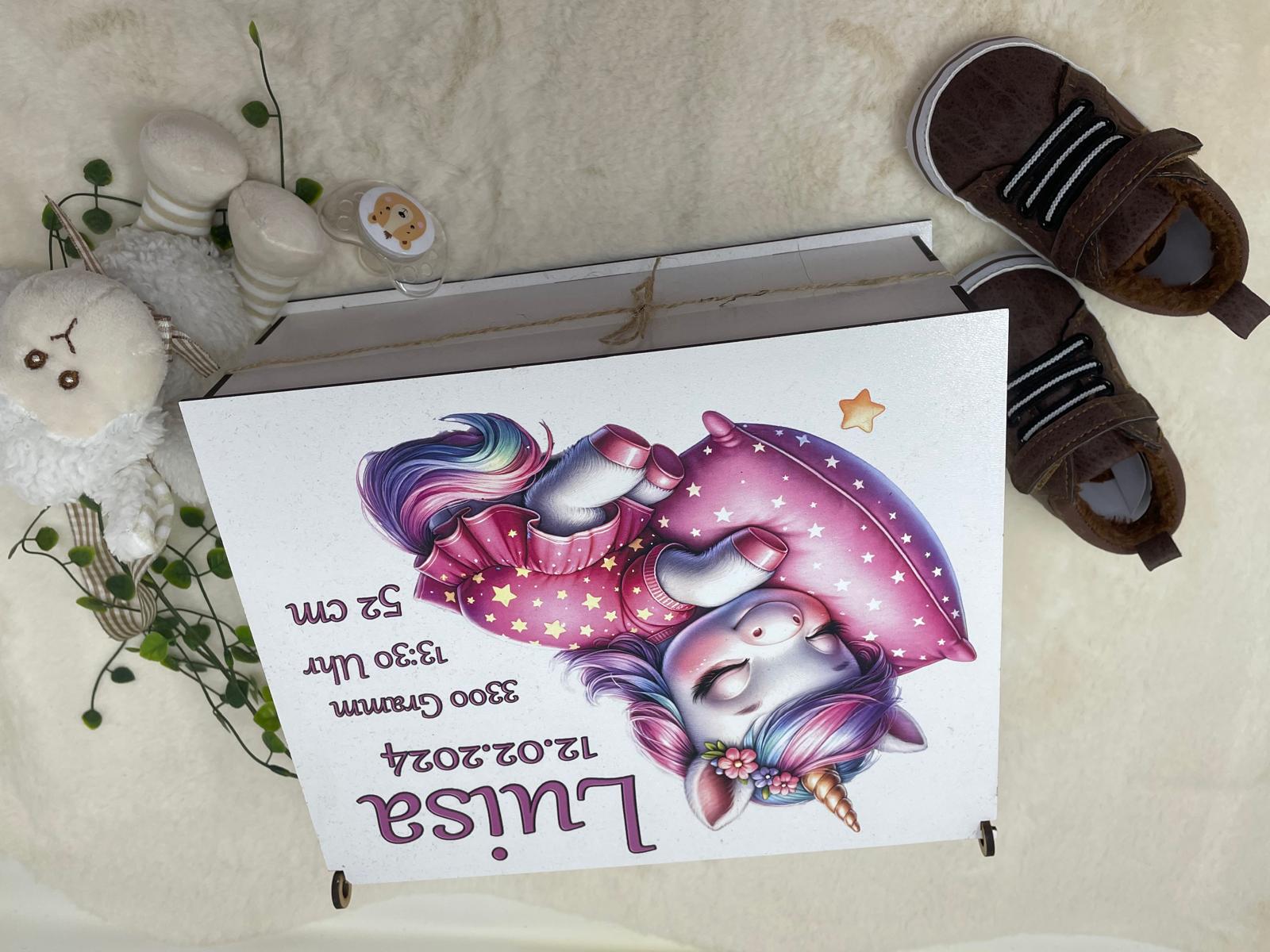 Baby-Erinnerungskiste Einhorn – Geschenk zur Geburt