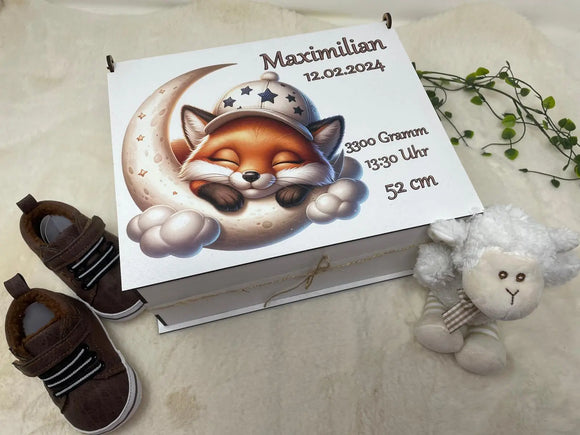 Babybox Fuchs personalisiert mit Name & Datum