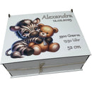 Baby-Erinnerungsbox mit niedlichem Zebra und Teddy – individuell bedruckt