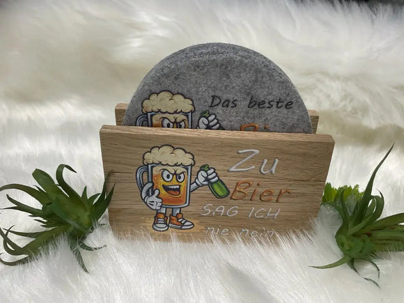 Hochwertige Bier-Untersetzer mit coolen Sprüchen – grau und schwarz