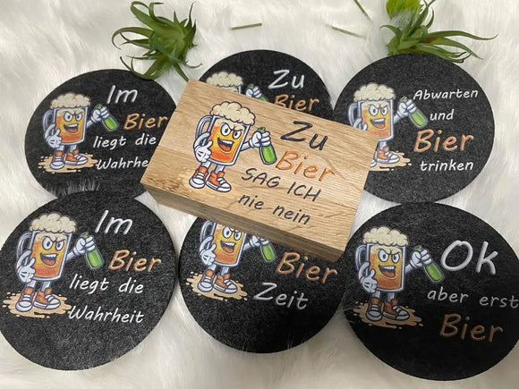 Geschenkset mit Untersetzern und Aufbewahrung – ideal für Papa