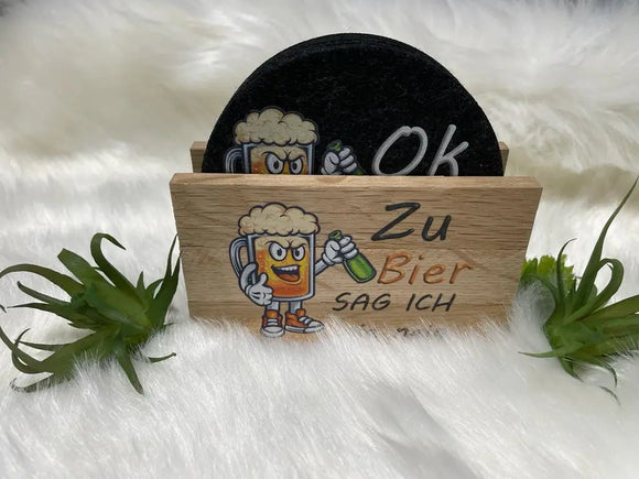 Untersetzer mit Bier Comicfigur und originellen Sprüchen für echte Bierfreunde
