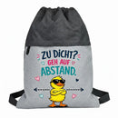 Stylischer Gymbag Damen mit lustigem Cartoon-Motiv und farbigem Textdesign.