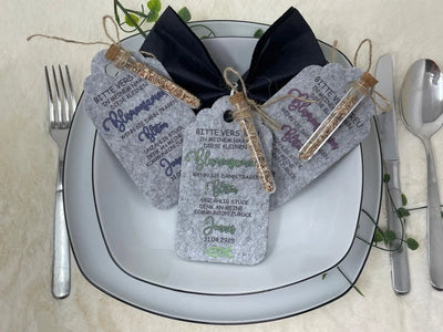 Gastgeschenk Kommunion personalisiert Reagenzglas mit Blumensamen, Gastgeschenk Taufe, Gastgeschenke Konfirmation, Fisch Tisch Deko Firmung Fadensalat-shop