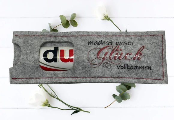 Filzverpackung mit Spruch für Hochzeitsgäste – Geschenkidee ohne Schokolade