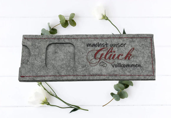 Dekorative Hüllen aus Filz für Gastgeschenke mit hochwertigem Druck – romantisch und schlicht