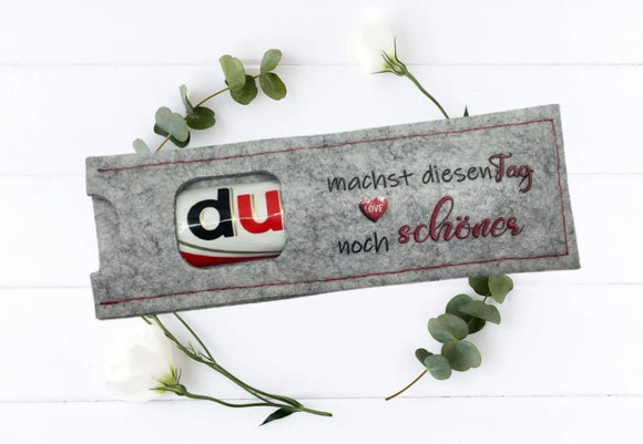 Filzverpackung mit Sichtfenster und Hochzeitsaufdruck – Geschenk für Hochzeitsgäste