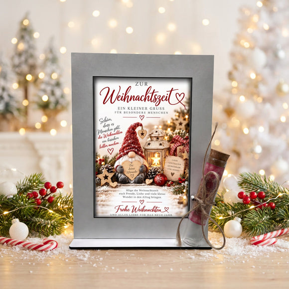 Weihnachtsgeschenk mit Geld für Familie und Freunde als dekorativer Weihnachtsaufsteller