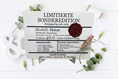 Lustige Geschenkidee zum runden Geburtstag – Schild mit Aufsteller in DIN A4 Größe

