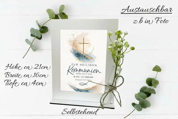 Kommunionsgeschenk Bilderrahmen mit Vase für Geldgeschenk