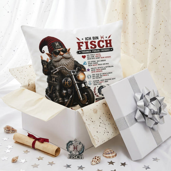 Personalisiertes Kissen Sternzeichen Fische mit Name und Geburtsdatum