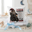 Geburtstagsgeschenk für Männer Sternzeichen Fische – personalisiertes Kissen mit Motorrad Gnom und Namen
