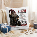 Geschenk Sternzeichen Fische – personalisiertes Kissen für Männer mit Biker Gnom, Motorrad, Name und Geburtsdatum