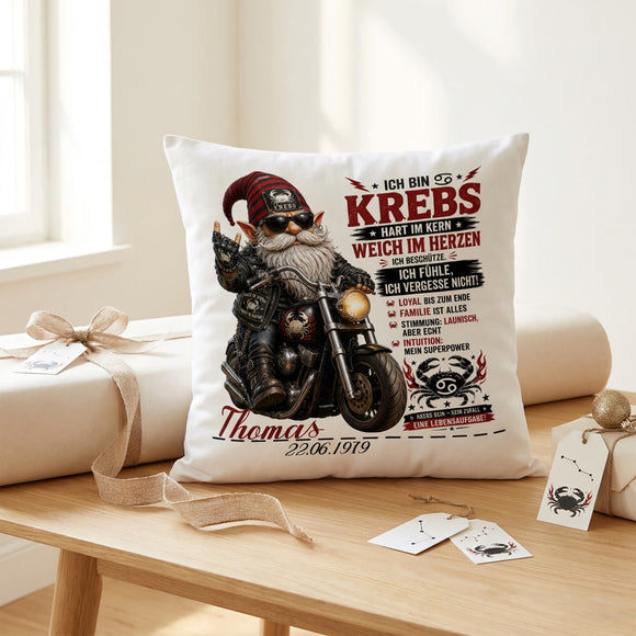 Personalisiertes Kissen Sternzeichen Krebs mit Name und Geburtsdatum als besonderes Geschenk für Männer