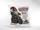 Geschenk für Skorpion Mann – individuelles Sternzeichen Kissen mit Wunschname, Geburtsdatum und Biker Motiv