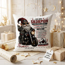 Kissen Sternzeichen Skorpion für Männer mit Biker Gnom, Skorpion Motiv, typischen Eigenschaften und Personalisierung