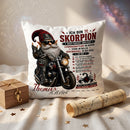 Geschenk Sternzeichen Skorpion – personalisiertes Kissen für Männer mit Biker Gnom, Motorrad, Name und Geburtsdatum