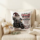 Biker Geschenk für Zwilling Mann – individuelles Männer Kissen mit Motorrad Motiv, Name und Geburtsdatum